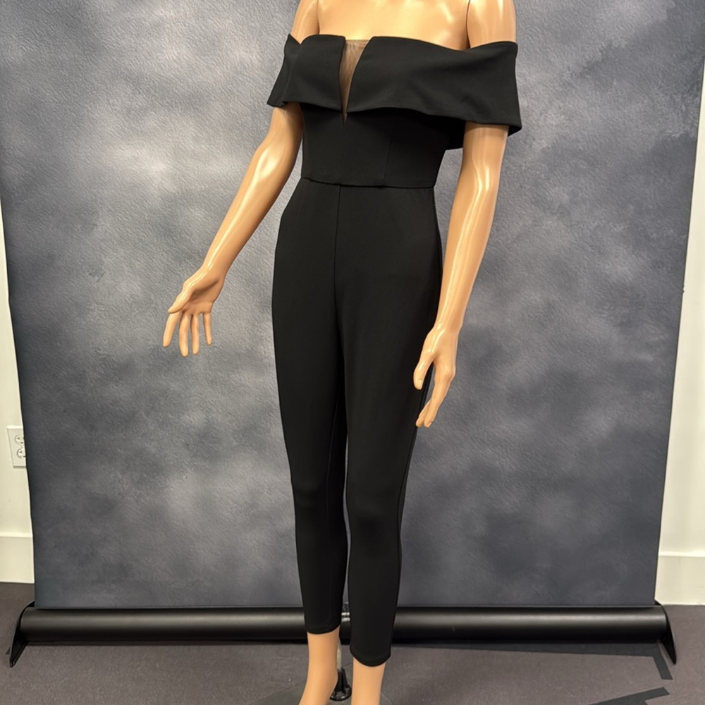Elegant Black Ruffle Off-Shoulder Jumpsuit